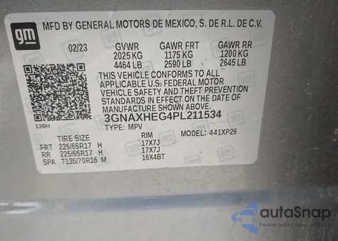 2023 Chevrolet Equinox Fwd Ls z USA, uszkodzony, nr VIN 3GNAXHEG4PL211534